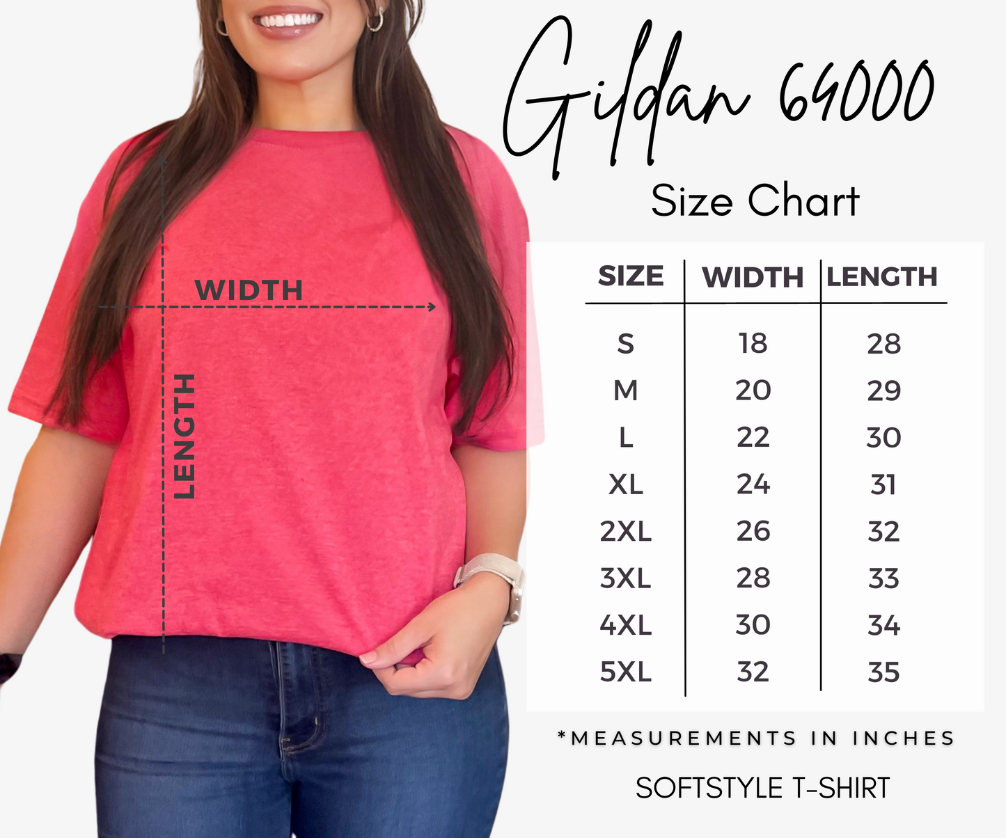 Gildan soft-style Size Chart