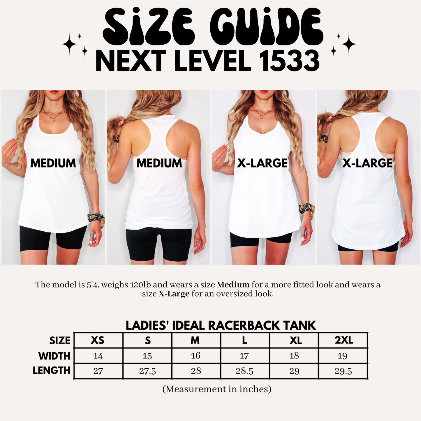 Next Level Size Guide