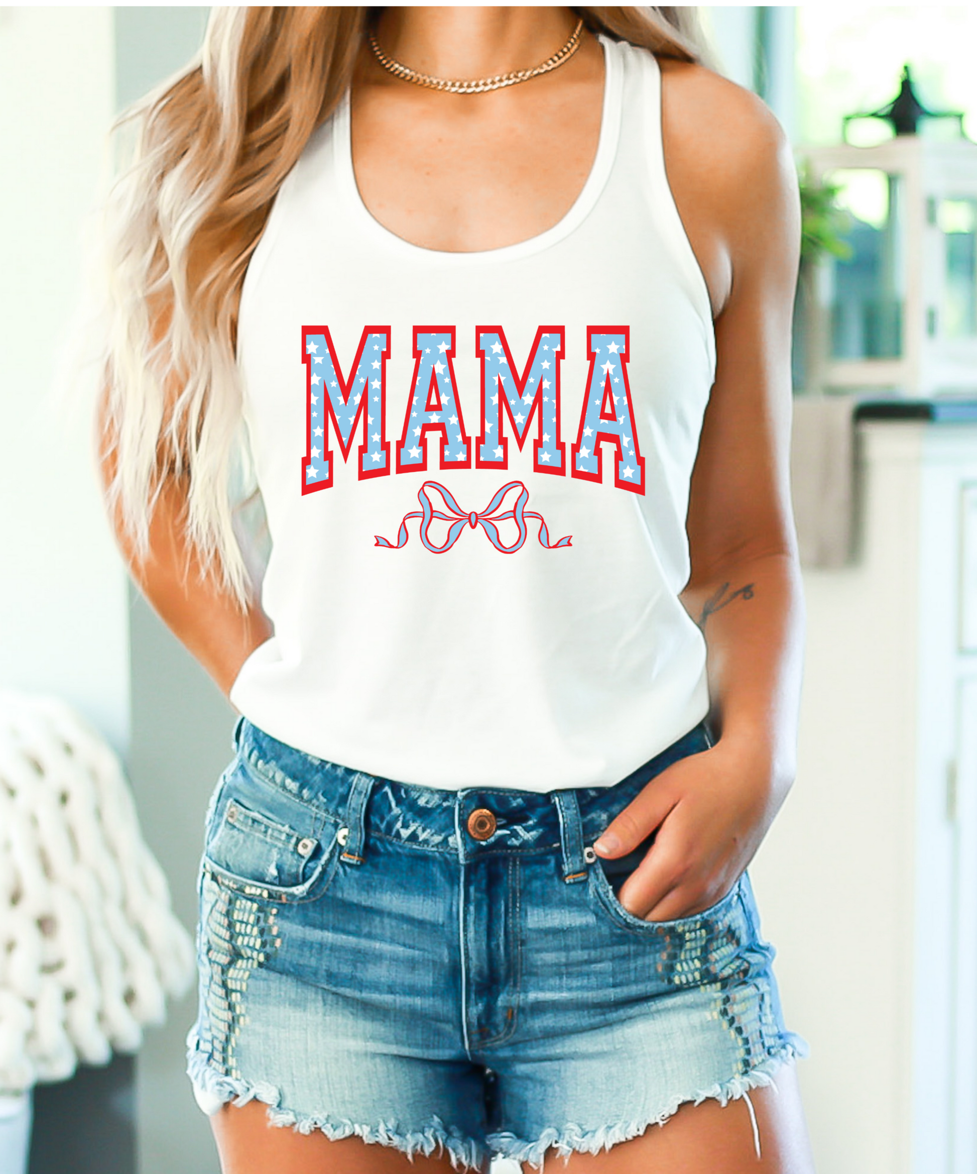 Mama White Racerback Tank